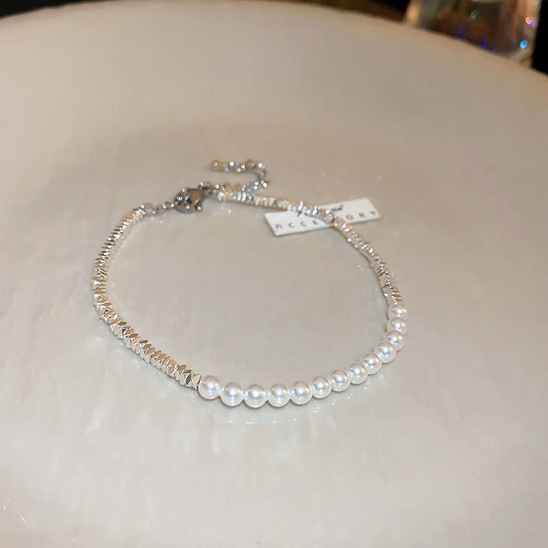 68# Bracelet-Silver-Broken Silver Pearl