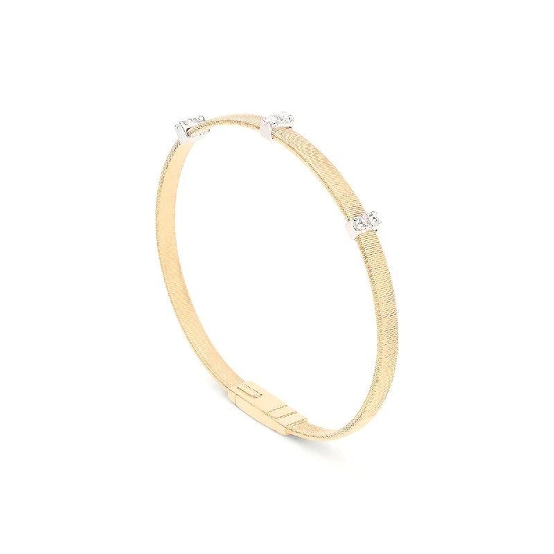 women's celestial bracelets-Marco Bicego Masai Stackable Bracelet With Three Diamond Pavé Stations