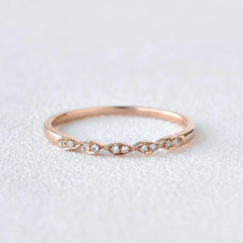 women's handcrafted engagement rings-Moissanite Wedding Band Rose Gold Ring