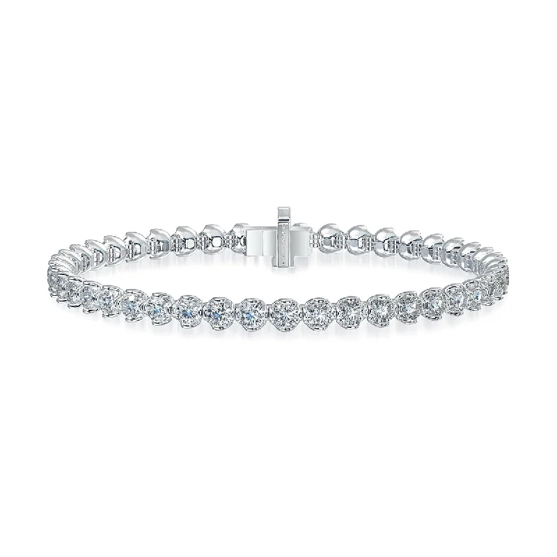 women's trendy bangles-J'evar Lotus Petals Diamond Tennis Bracelet