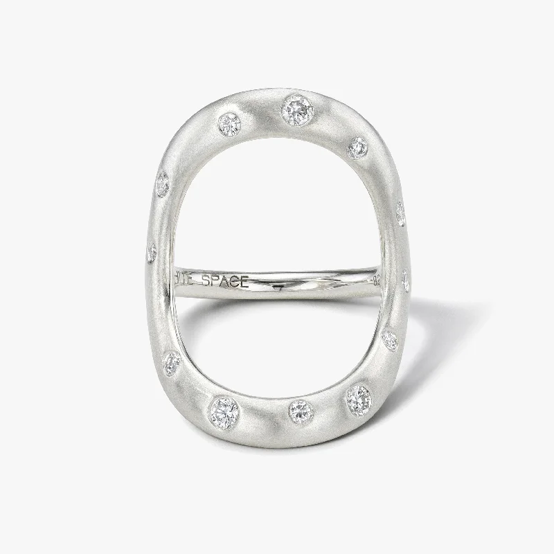 women's designer rings-Diamond Dust Bold Continuity Ring, Silver