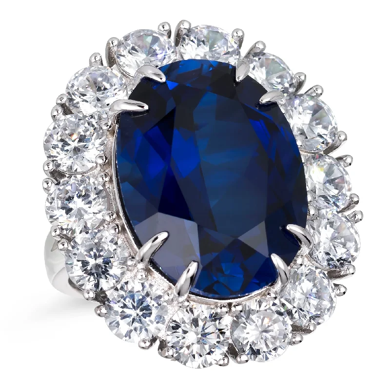 women's statement rings-Princess Diana Blue Sapphire Ring XL