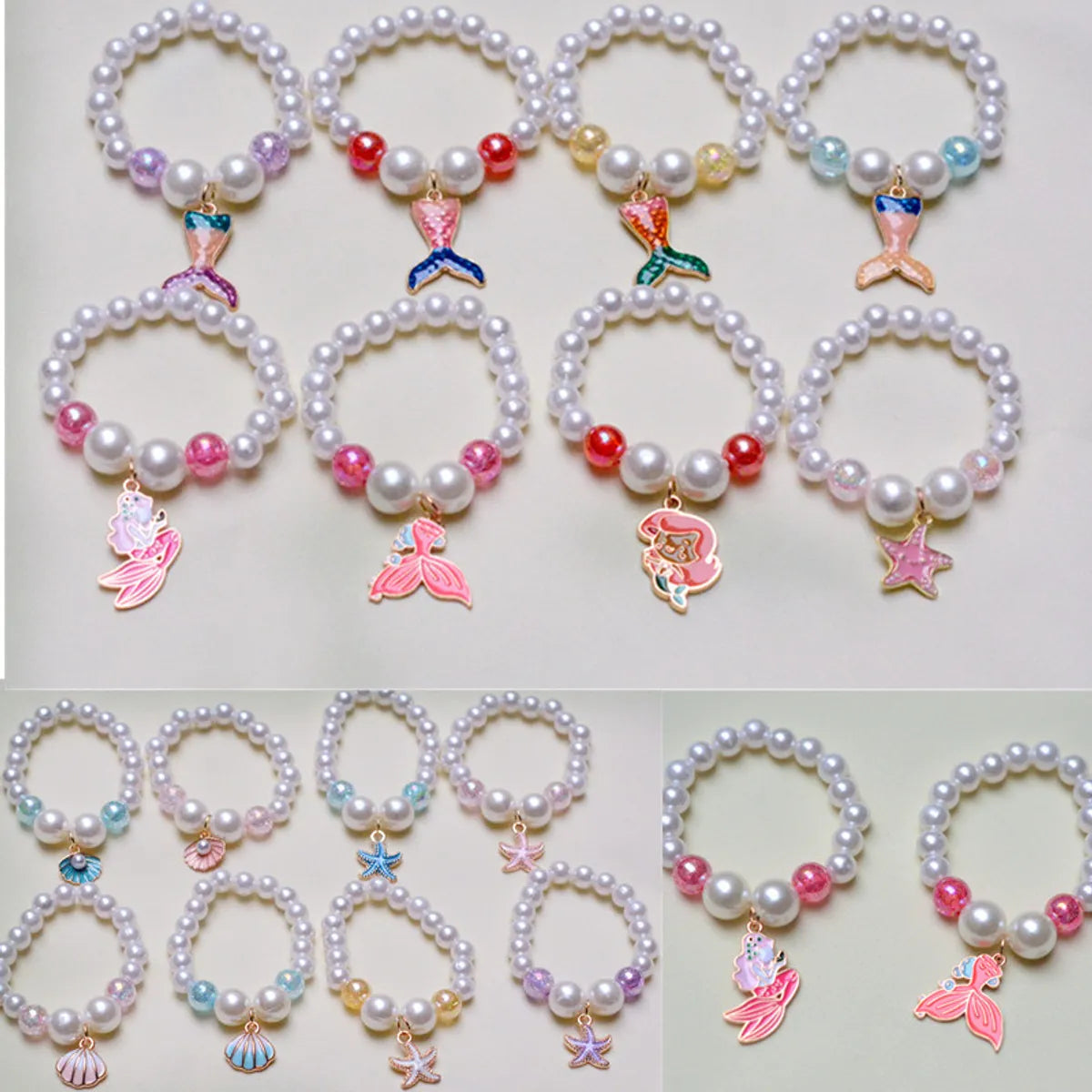 women's tree of life bracelets-Wholesale Jewelry Vacation Starfish Mermaid Shell Imitation Pearl Alloy Charm Bracelets