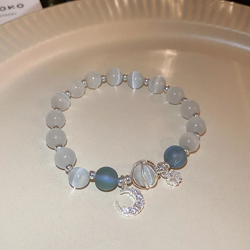 101# Elastic Bracelet-Silver-Blue