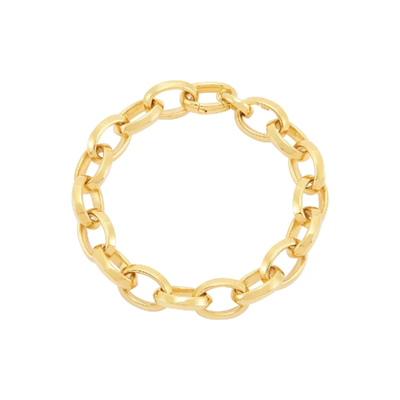 women's bangle bracelets-Topper Italia Gold Oval Link Bracelet