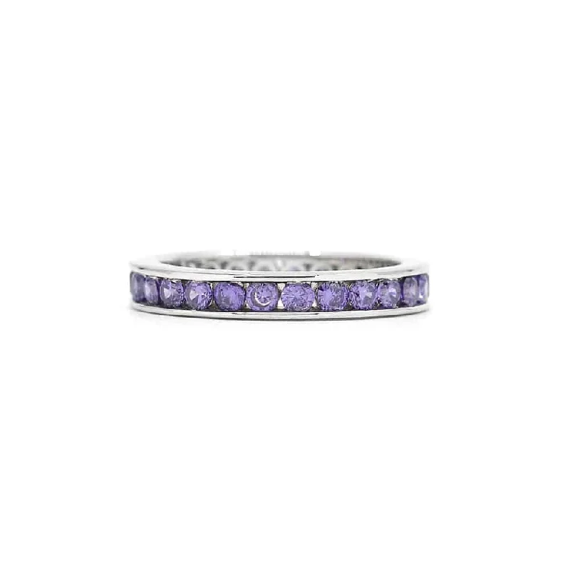 women's white gold rings-Omni 12 Ring Purple Amethyst