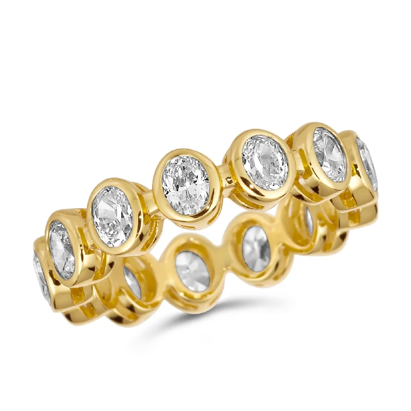 women's geometric rings-3 Carat Oval Eternity Ring in Gold by Kathy Hilton