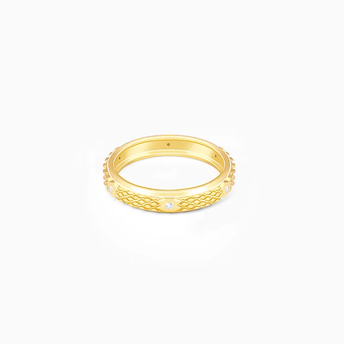 women's butterfly rings-Golden Elegant Pattern Ring Band For Her