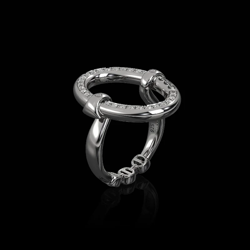 women's double-band rings-OVAAL WITH DIAMONDS