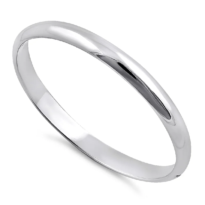 women's alternative engagement rings-Solid 14K White Gold 2mm Wedding Band