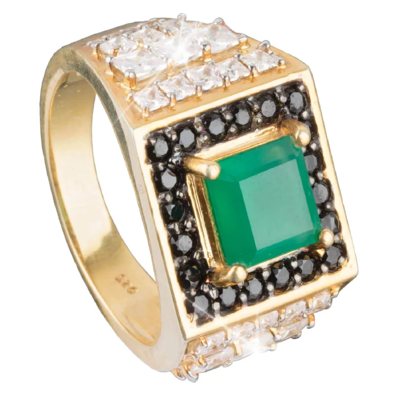 women's mermaid rings-Emperor Green Onyx Men's Ring