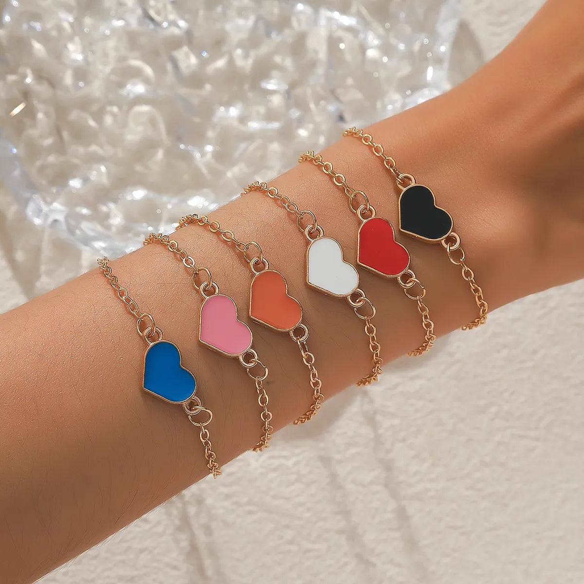 women's modern bangles-Wholesale Jewelry Simple Style Heart Shape Alloy Enamel Bracelets