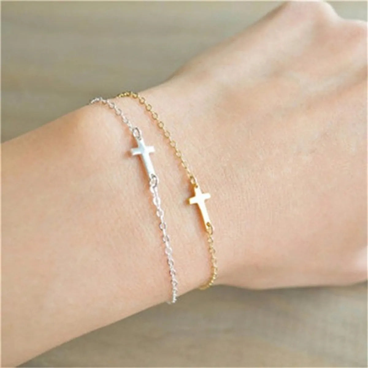 women's name bracelets-1 Piece Casual Cross Alloy Plating Gold Plated Women'S Bracelets