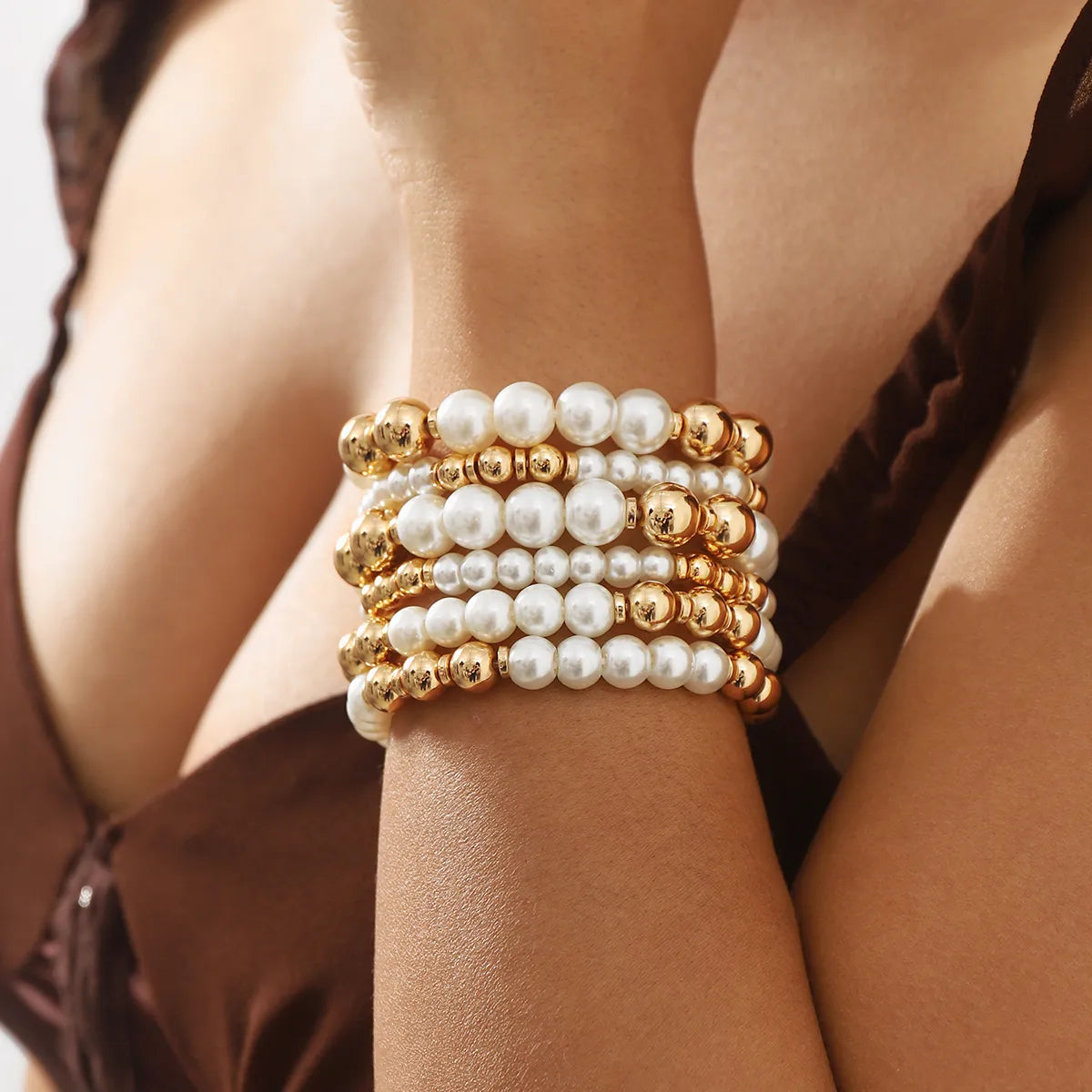 women's oval bracelets-IG Style Vacation Pearl CCB Imitation Pearl Wholesale Bracelets