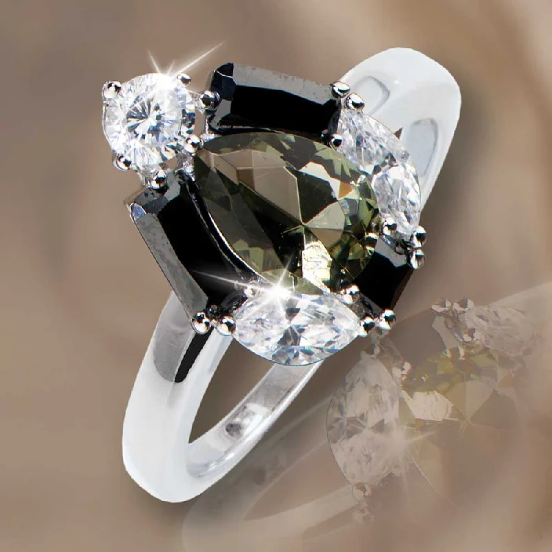 women's star rings-Smokey Pear Ring