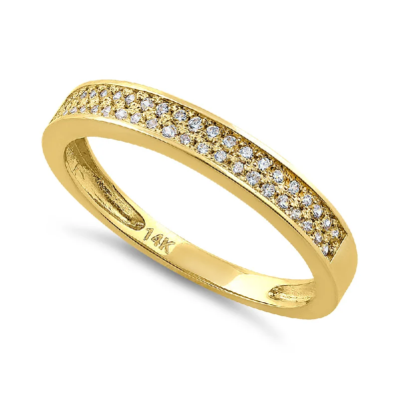 women's gothic engagement rings-Solid 14K Yellow Gold Pave 0.24 ct. Diamond Ring