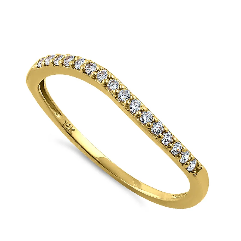 women's astrology engagement rings-Solid 14K Yellow Gold Curve 0.20 ct. Diamond Ring