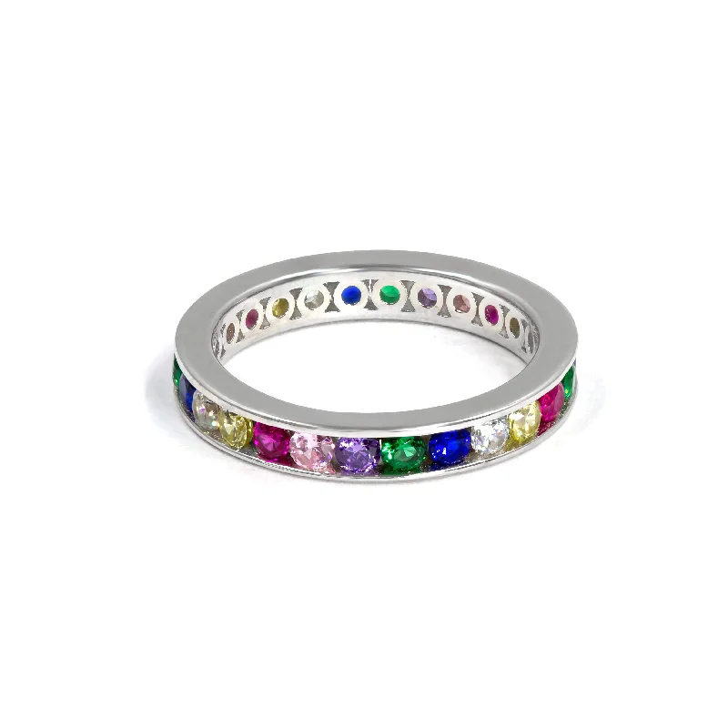 women's handcrafted rings-Multi Sapphire Eternity Ring