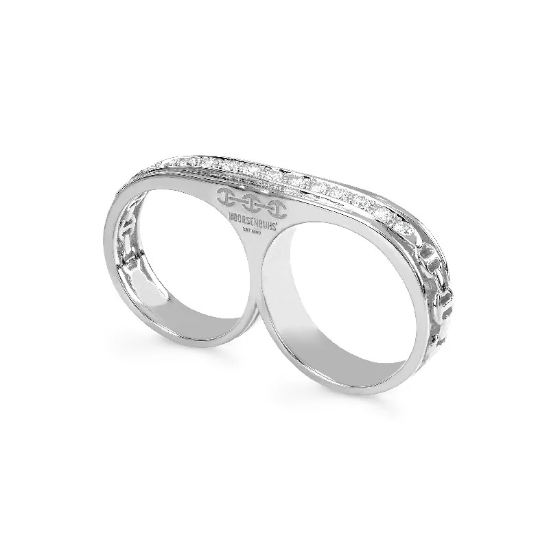 women's protection rings-DOUBLE BARREL KNUCKLE WITH DIAMONDS