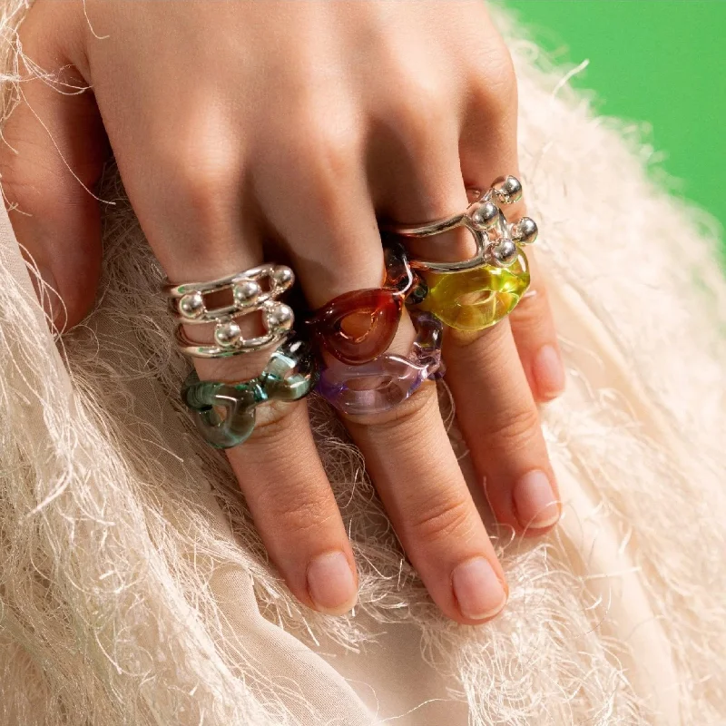 women's handcrafted gemstone rings-Four Sphere Ring