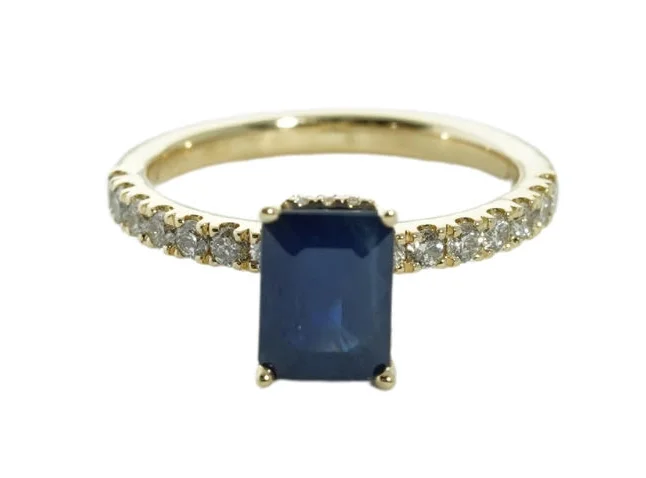 women's lab-grown diamond engagement rings-14K Yellow Gold 1.85ct Sapphire & 0.50cttw SI1 G-H Diamond Ring by RJM