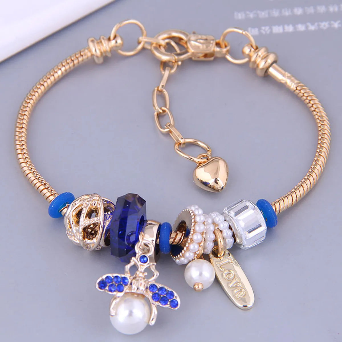 women's moonstone bracelets-European And American Fashion Simple Bee Pendant Alloy Bracelet