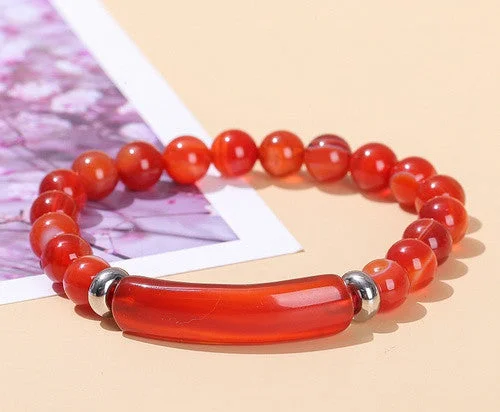 Natural Red Striped Agate Bridge Bracelet