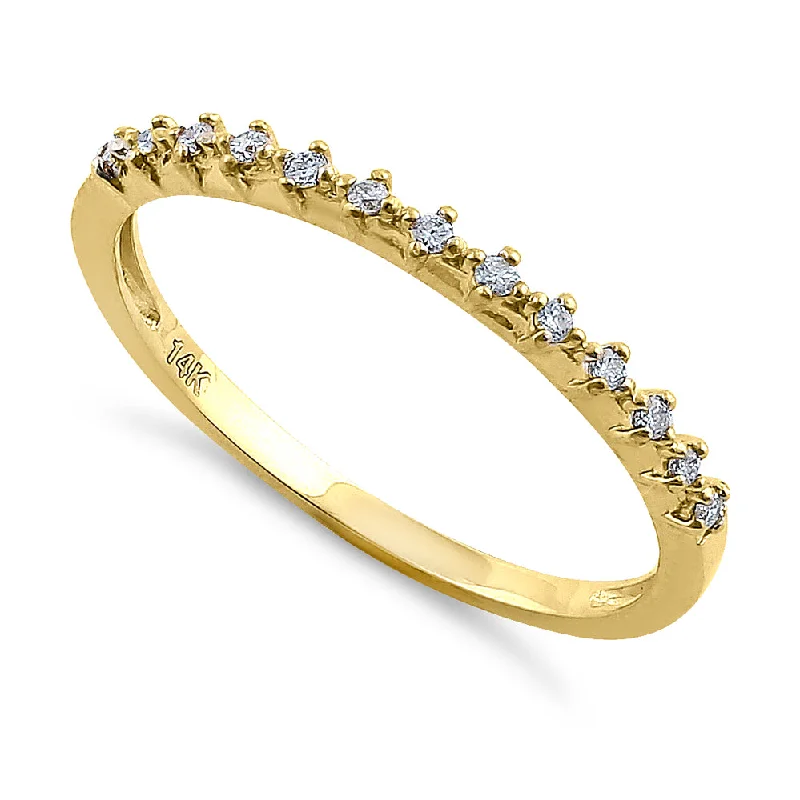 women's minimalist band engagement rings-Solid 14K Yellow Gold Single Row 0.10 ct. Diamond Ring