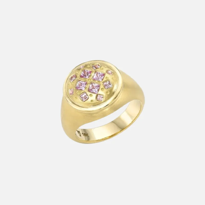 women's birthstone rings-Sunset Sapphire Pinky Ring