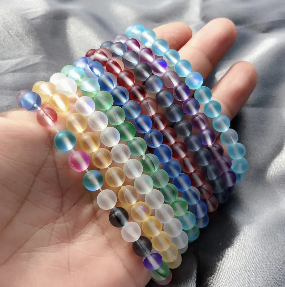 women's initial bracelets-Basic Geometric Glass Beaded Bracelets