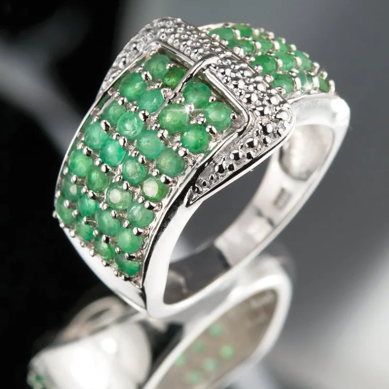 women's vintage-style rings-Emerald Buckle Ring