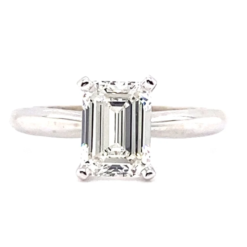 women's twisted engagement rings-14K White Gold 1.51ct LAB GROWN G VS1 Emerald Cut Diamond Engagement Ring