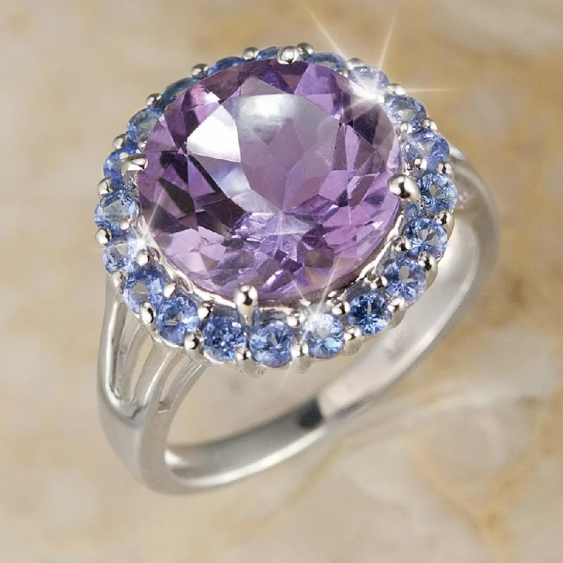 women's butterfly rings-Amethyst & Tanzanite Cocktail Ring