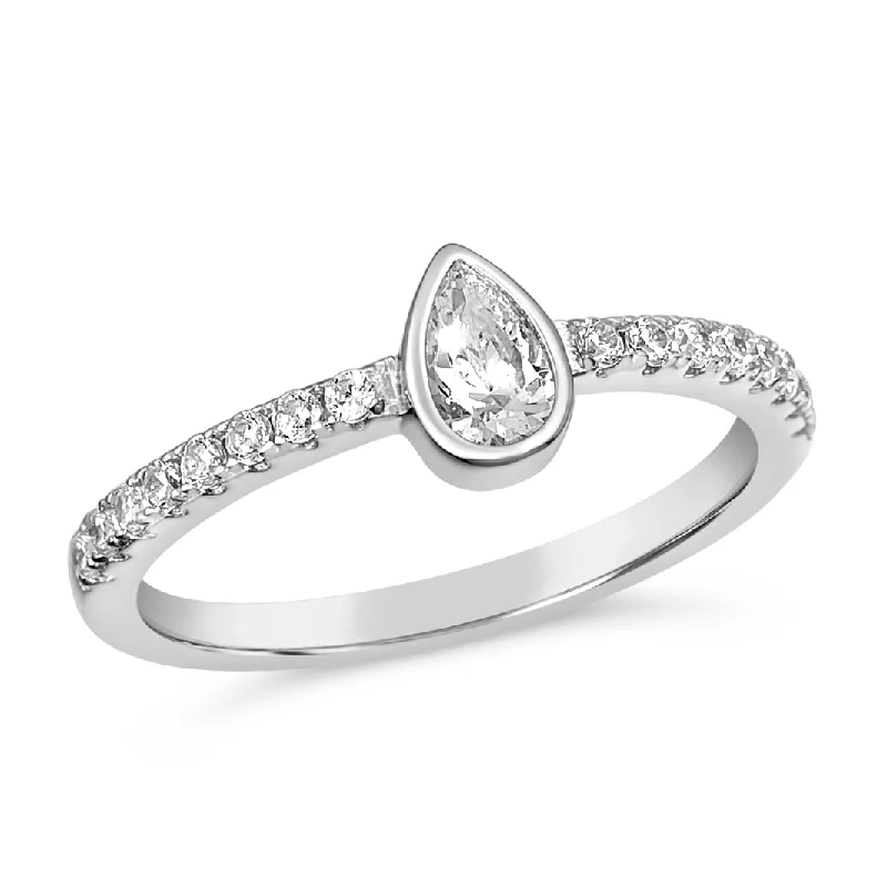 women's wedding rings-Olivia 60 Pear Ring