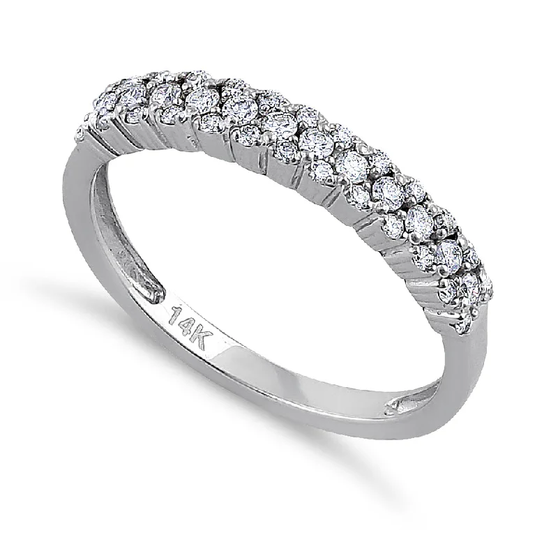 women's moon engagement rings-Solid 14K White Gold Cluster Diamond Ring