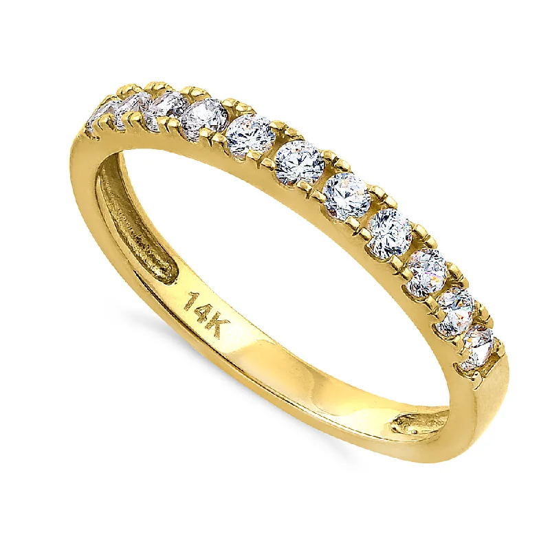 women's bypass engagement rings-Solid 14K Yellow Gold Classic Single Row 0.45 ct. Diamond Ring