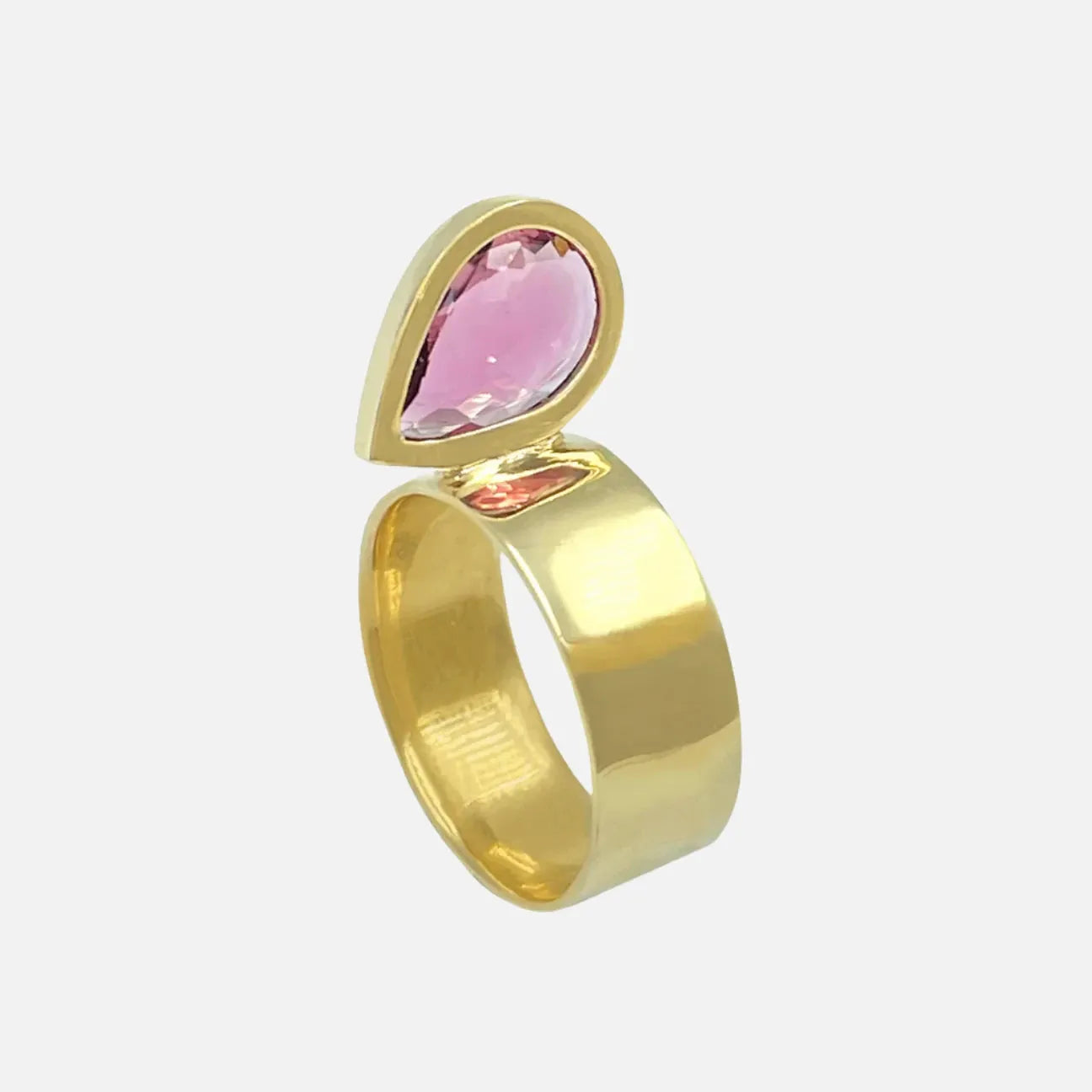 women's chain rings-Perched Setting Ring with Pink Tourmaline