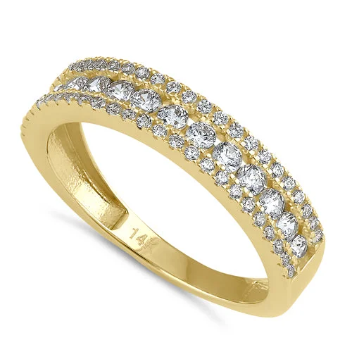 women's sustainable engagement rings-Solid 14K Gold Layered CZ Engagement Ring