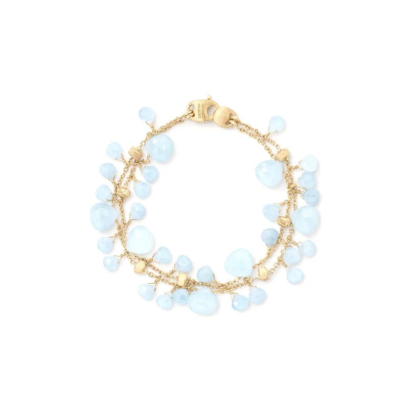 women's turquoise bracelets-Marco Bicego Paradise Double Strand Aquamarine Bracelet