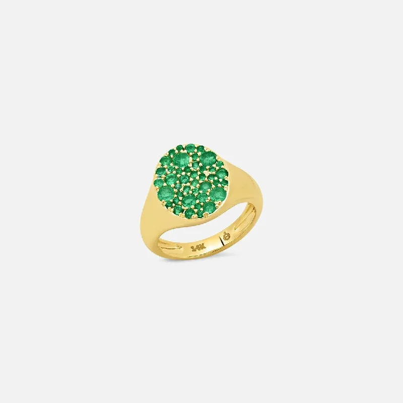 women's thin band rings-Emerald Signet Pinky Ring