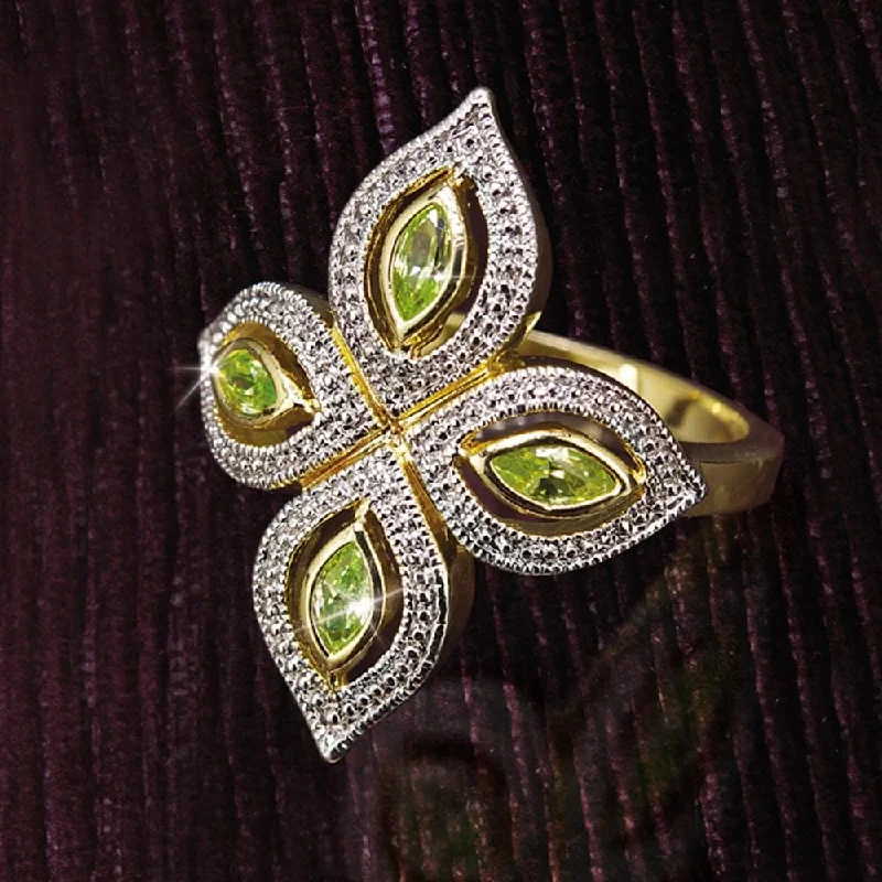 women's mermaid rings-Peridot Bali Ring