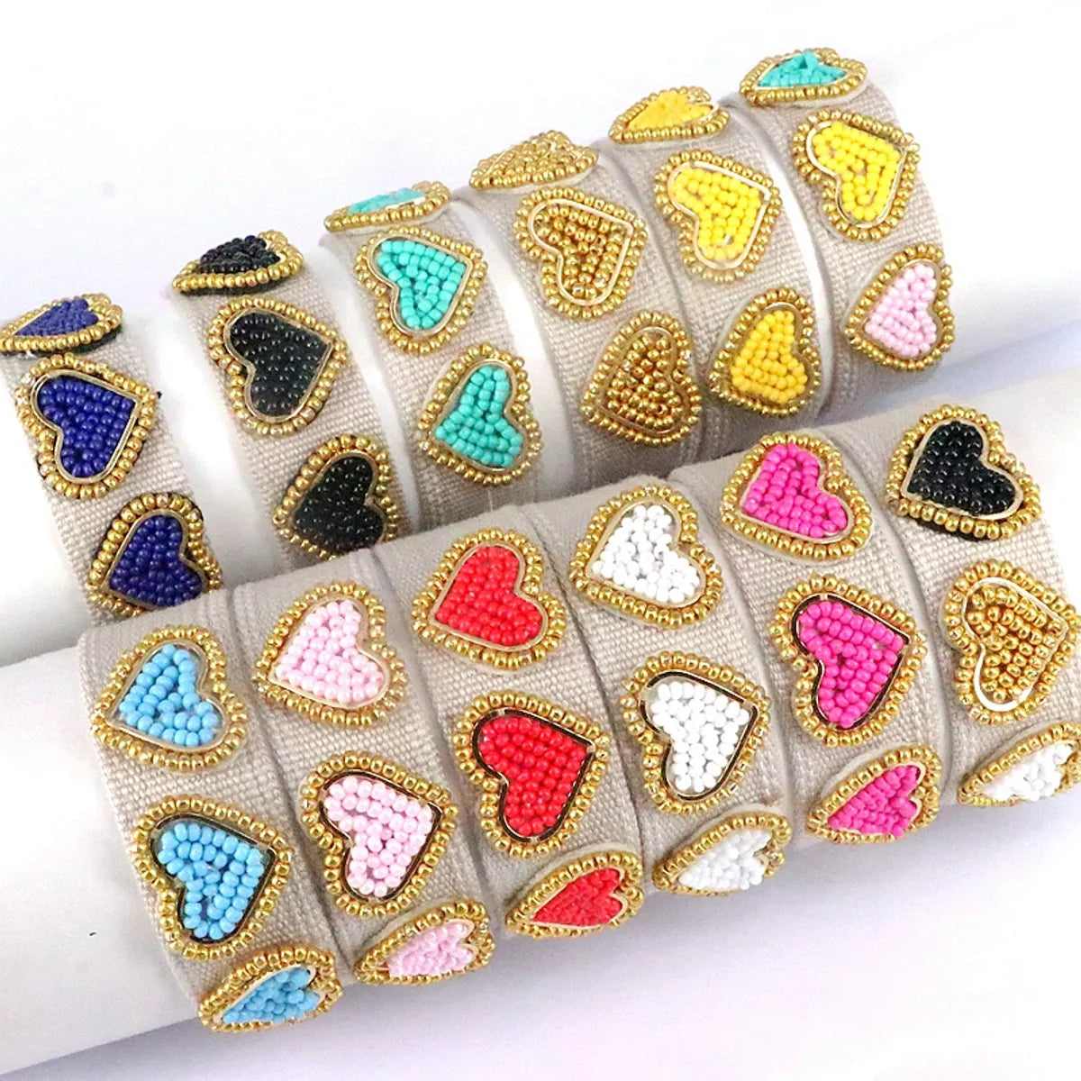 women's sliding bangles-Beach Heart Shape 18k Gold Plated Seed Bead Wholesale Bracelets