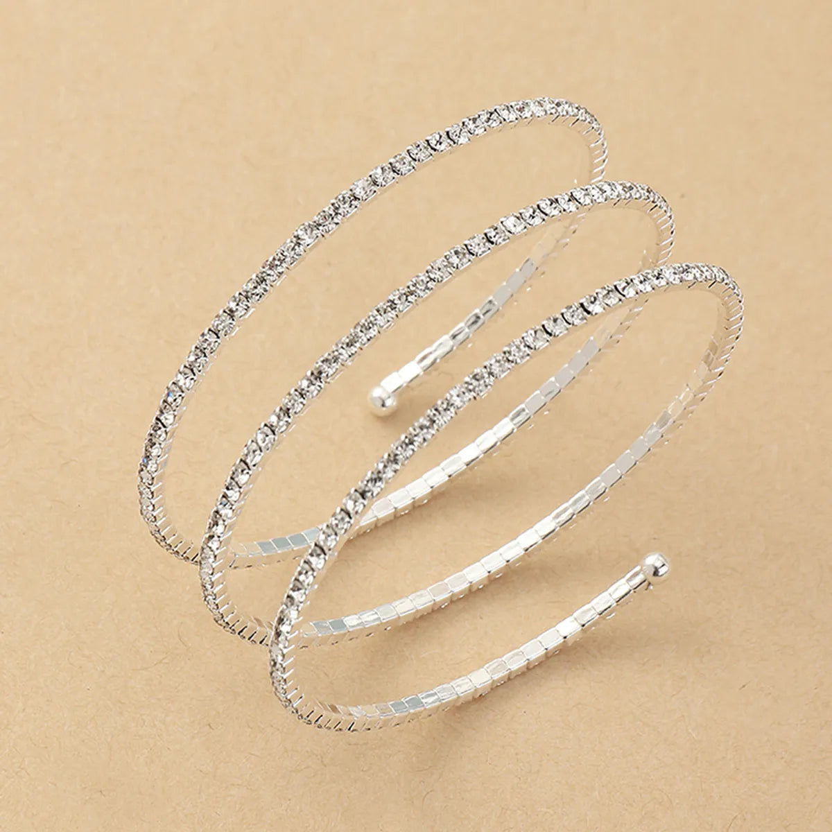 women's nature-inspired bracelets-Wholesale Shiny Round Stainless Steel Zircon Bangle