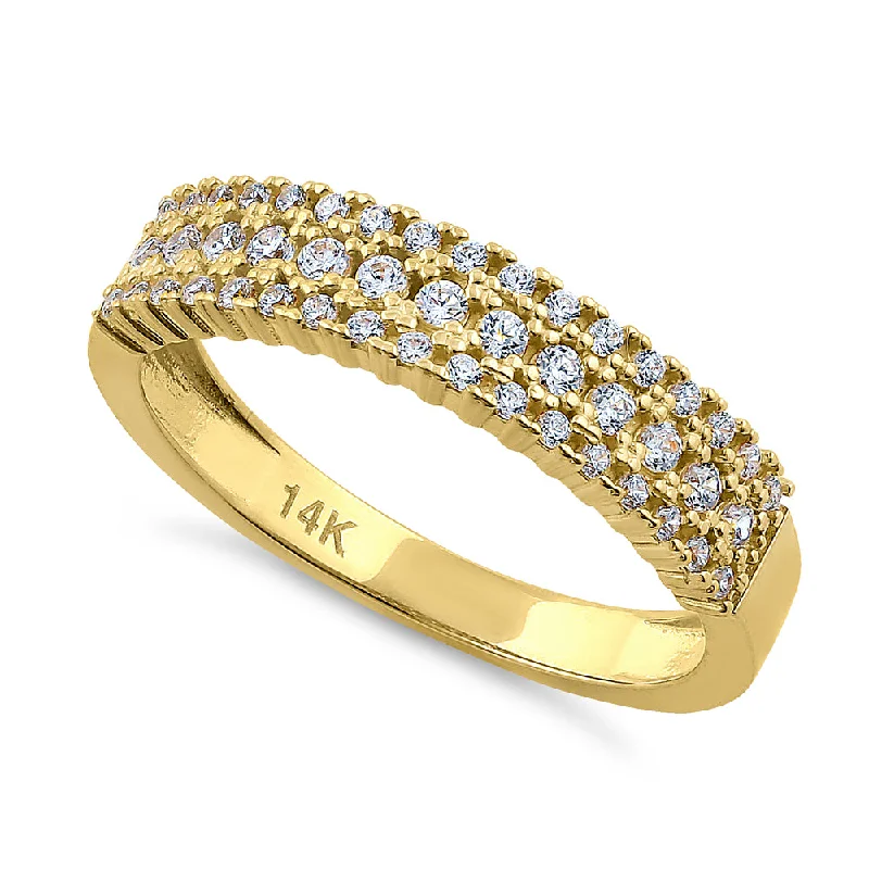 women's delicate engagement rings-Solid 14K Yellow Gold Cluster 0.39 ct. Diamond Ring