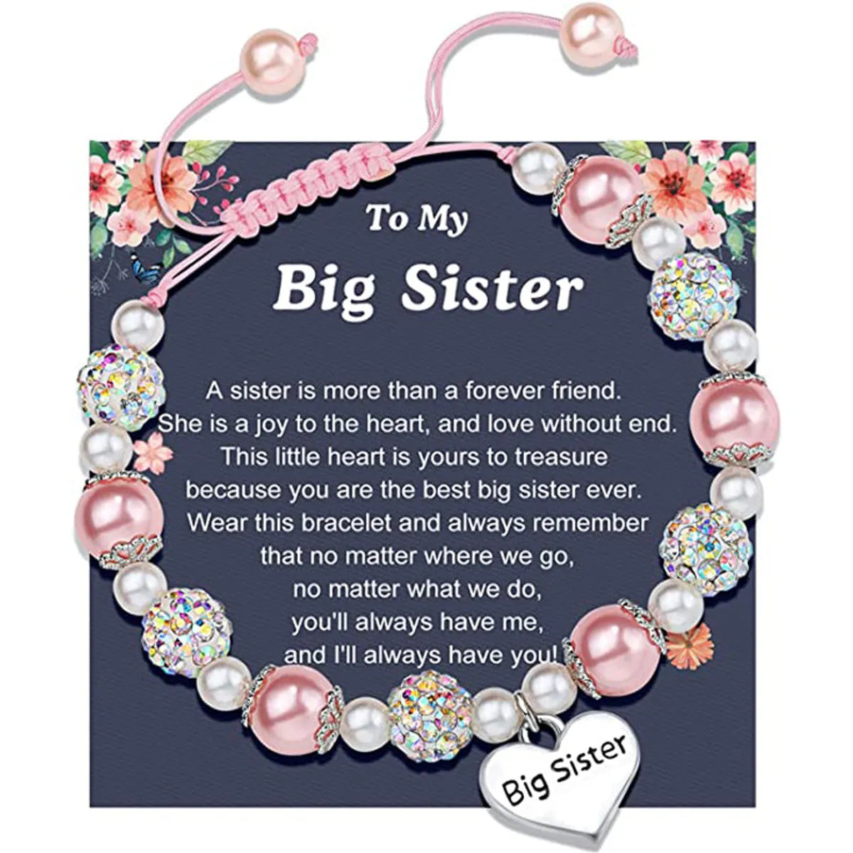 Big Sister Pink Card with Lettering