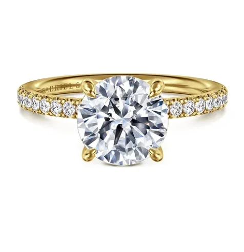 women's silver engagement rings-14K Yellow Gold 0.19cttw SI2 G-H Diamond Semi-Mount Engagement Ring by Gabriel