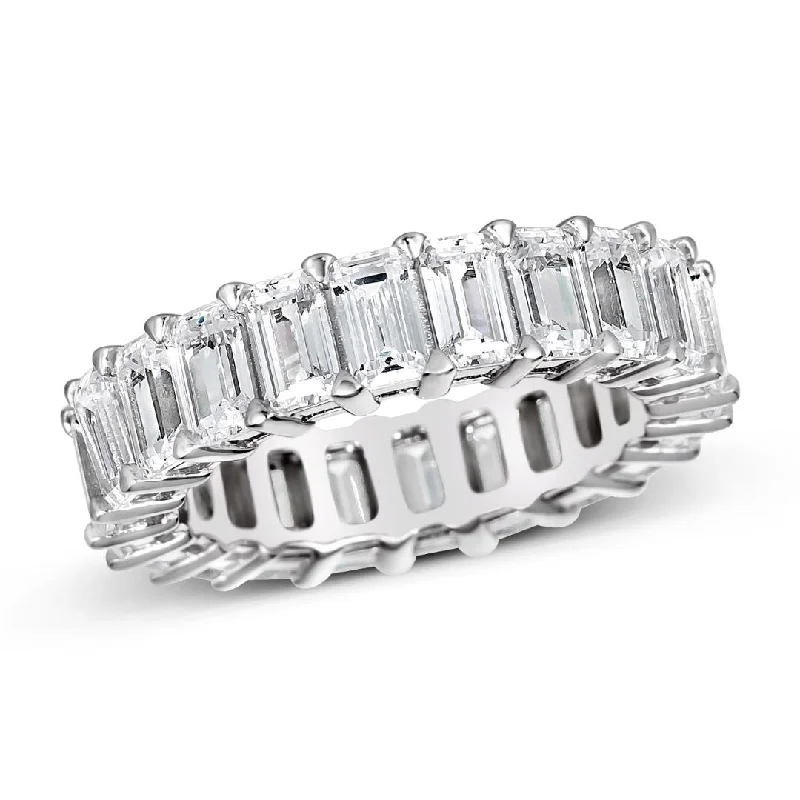 women's turquoise rings-5 Carat Emerald Cut Eternity Ring