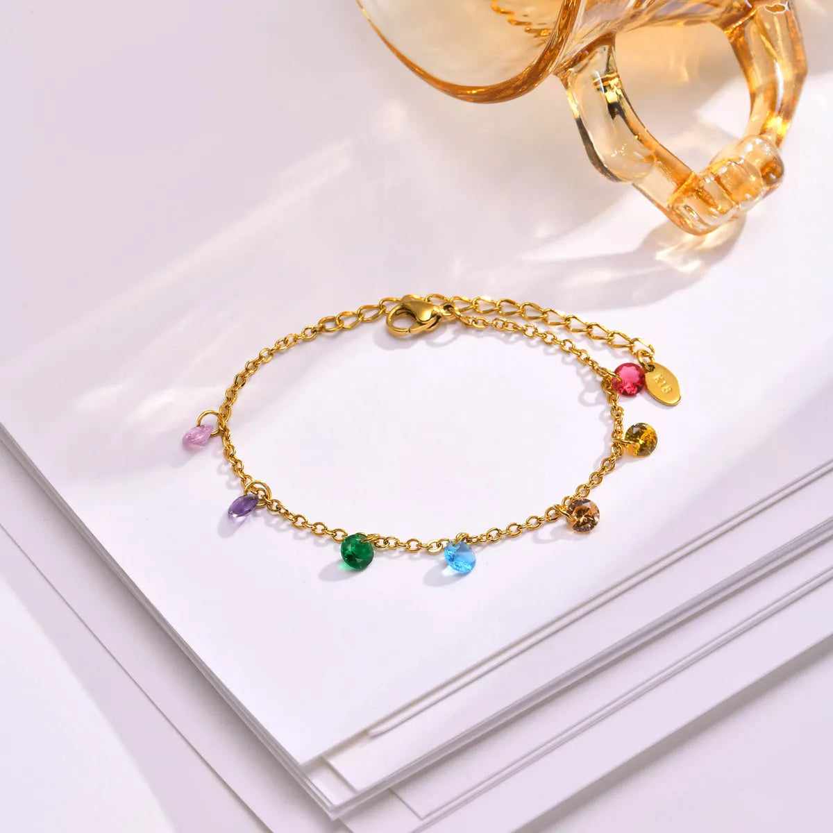 women's adjustable bracelets-Ig Style Sweet Solid Color Stainless Steel Inlay Zircon Bracelets