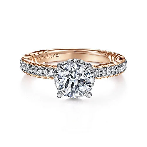 women's eternity engagement rings-Vetta - 14K White-Rose Gold Round Diamond Engagement Ring