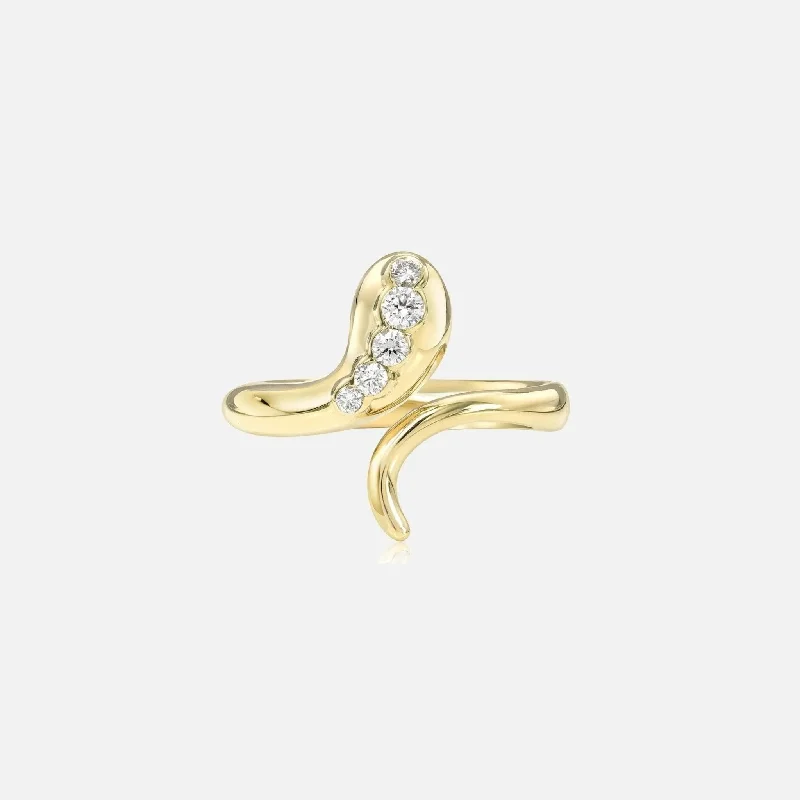 women's minimalist rings-Snake Ring with Diamonds